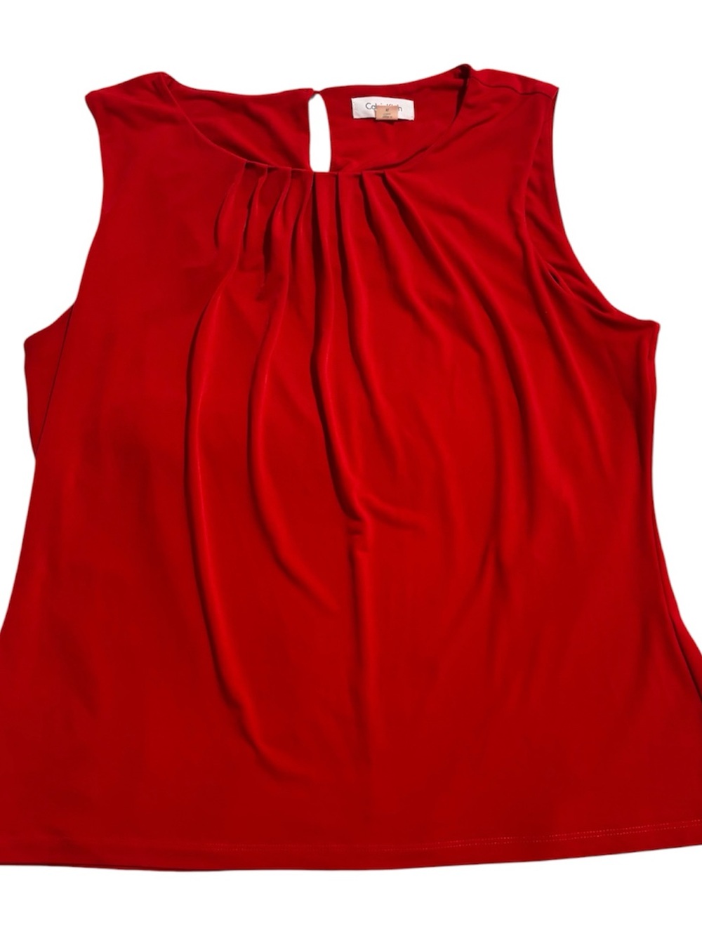 🧳Calvin Klein Red Sleeveless Pleated Neck Top
